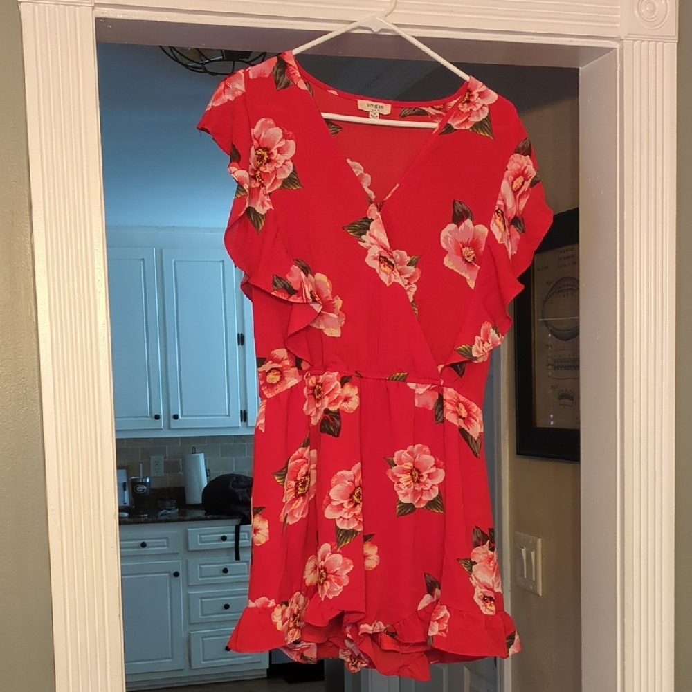 Umgee Vibrant Red Romper With Shorts
